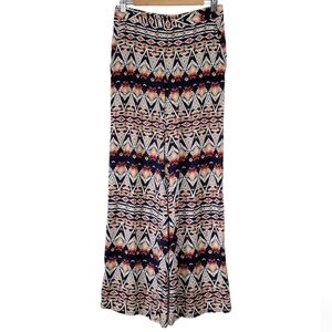 Solitaire Women's High Rise Boho Aztec Flowy Pull On Festive Pants Size M